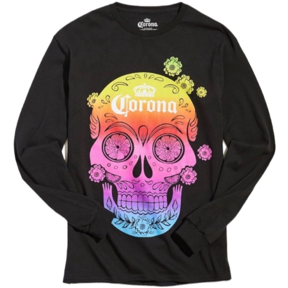 NEW Corona Extra Skull Black Long Sleeve Shirt T-Shirt Tee M L